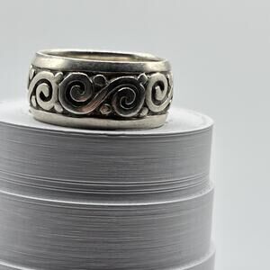 Suarti Bali Sterling Silver 925 Scroll Eternity Band Ring Size 8 Vintage Tribal